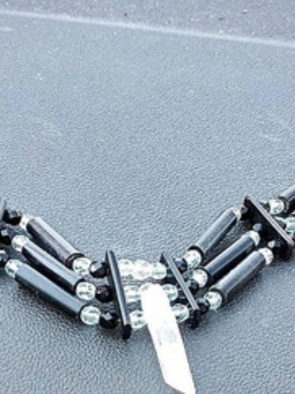 Black & Clear Beaded Pendant Necklace